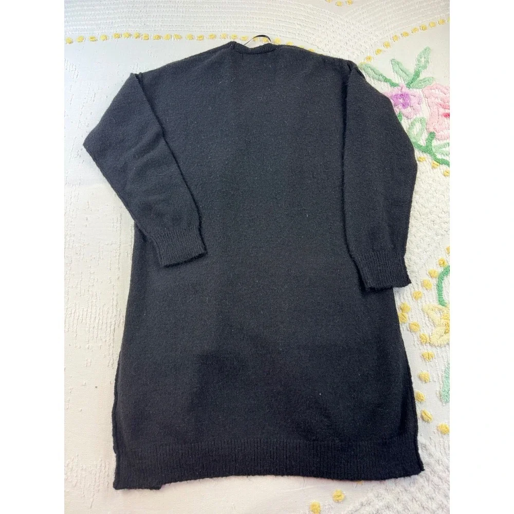 by Anthropologie Black Open Front Cardigan Sweater Knit‎ Cozy Small S - Picture 2 of 11